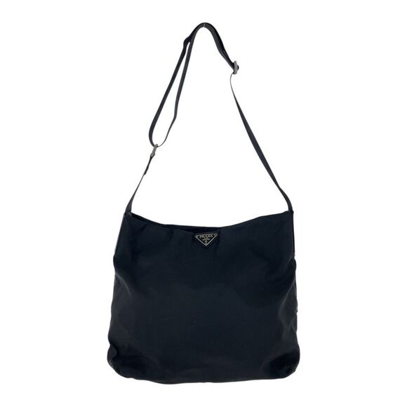 Prada Nylon Leather Tessuto Logo Shoulder Bag